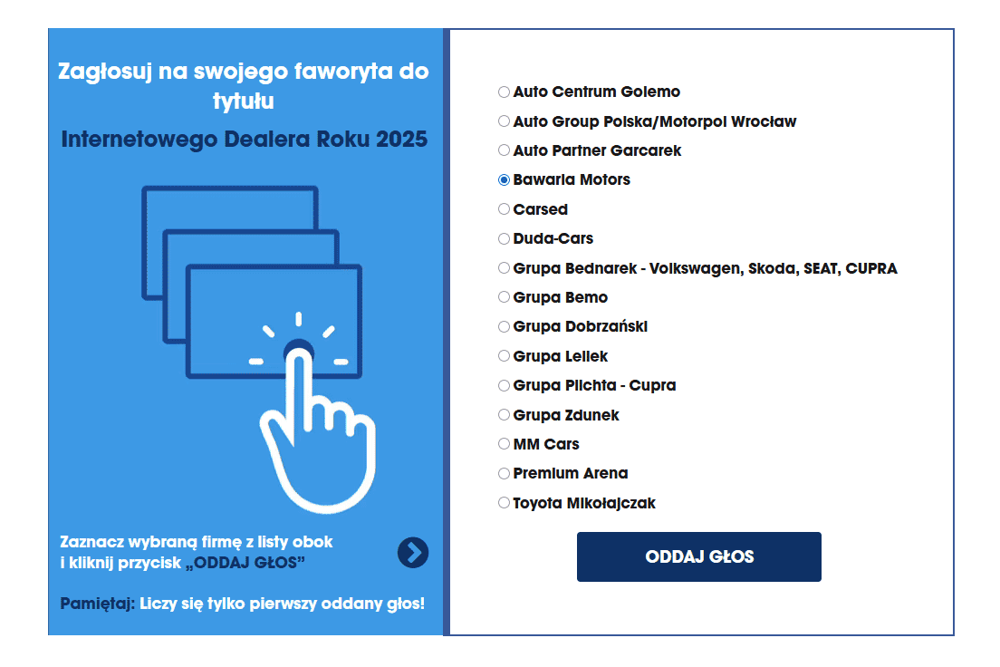 Kandydaci do tytułu Internetowego Dealera Roku 2025