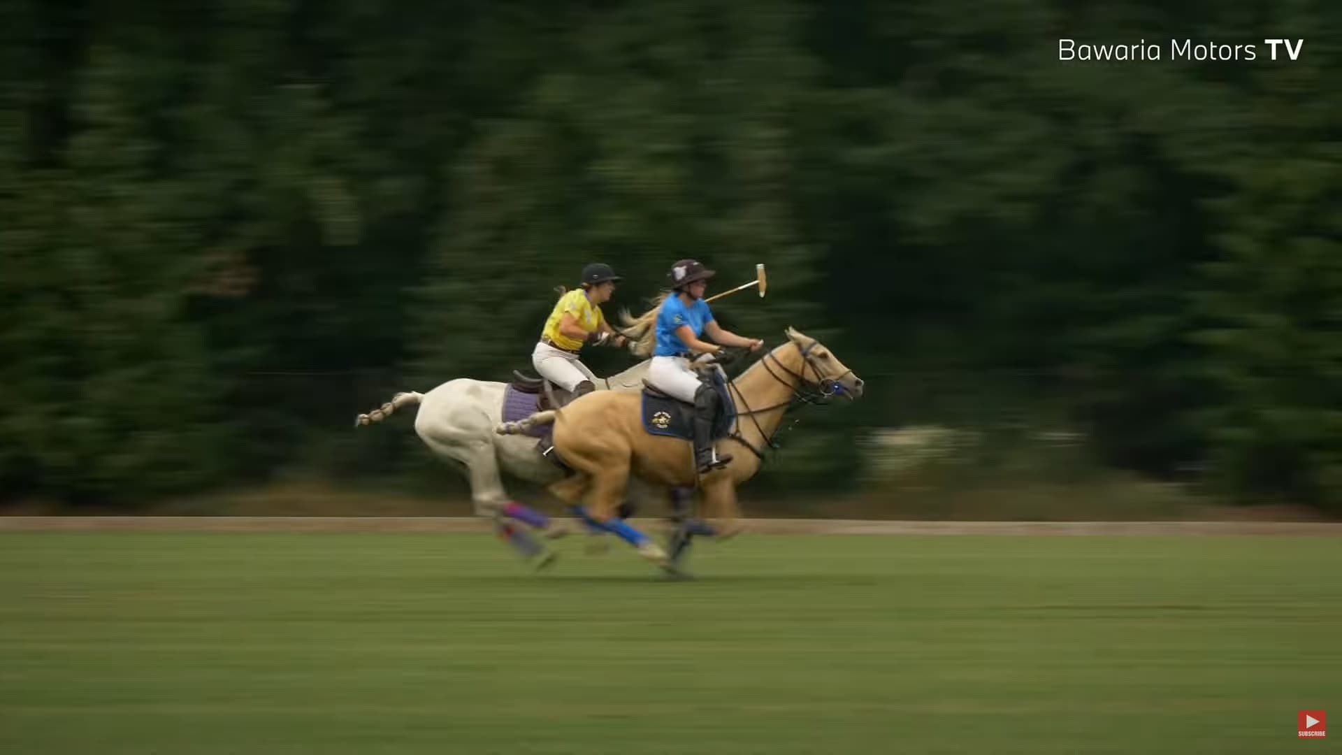 Mecz polo. Galopujące konie