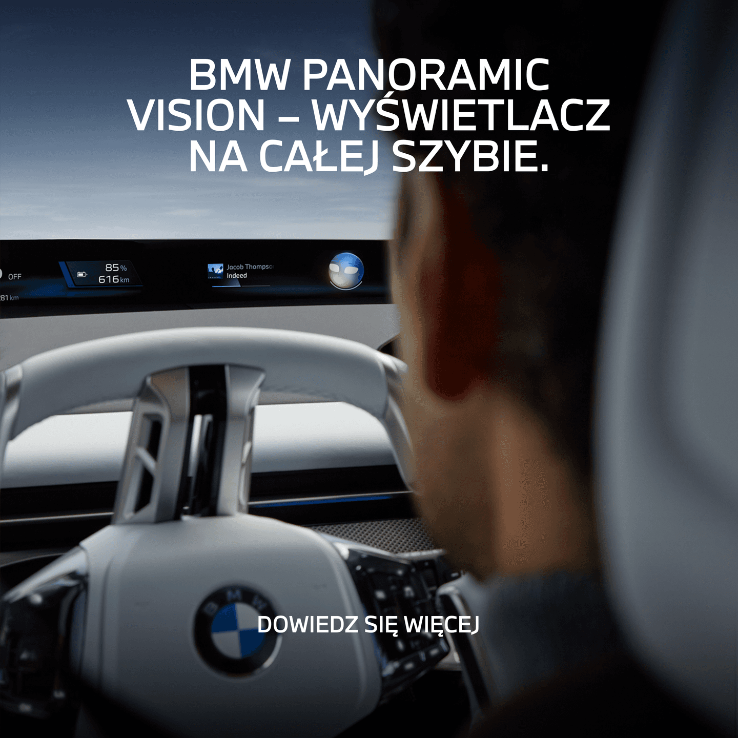 Wyświetlacz na całej szerokości szyby przedniej. BMW iX3